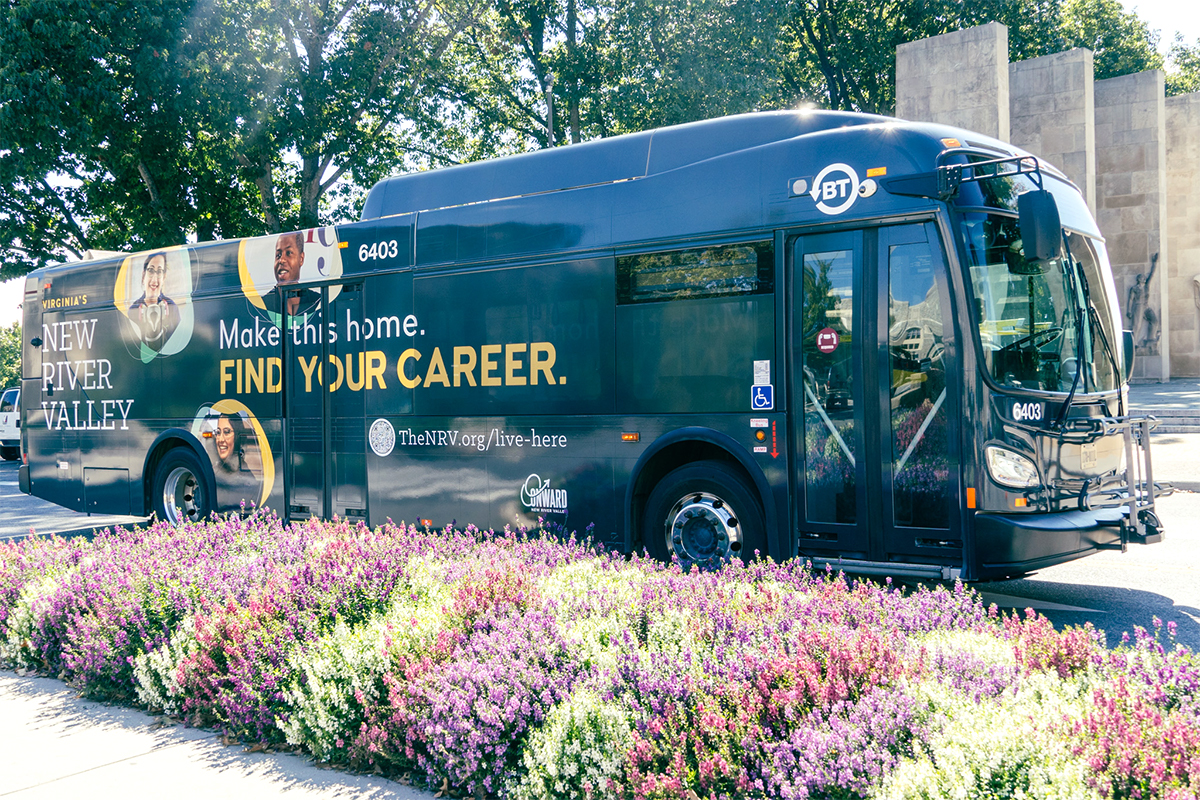 Blacksburg Transit NRV Bus Wrap Curbside