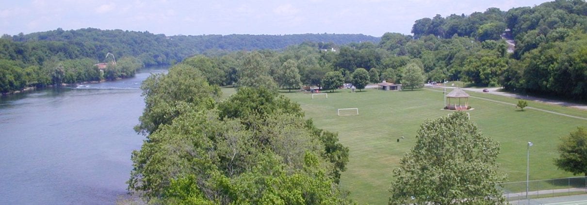 Bisset Park in the City of Radford, VA overlooks the New River and is home to soccer fields, tennis courts, and more