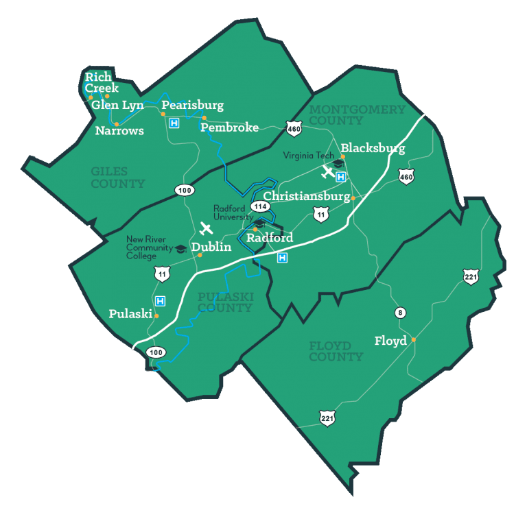 county map Virginia's New River Valley
